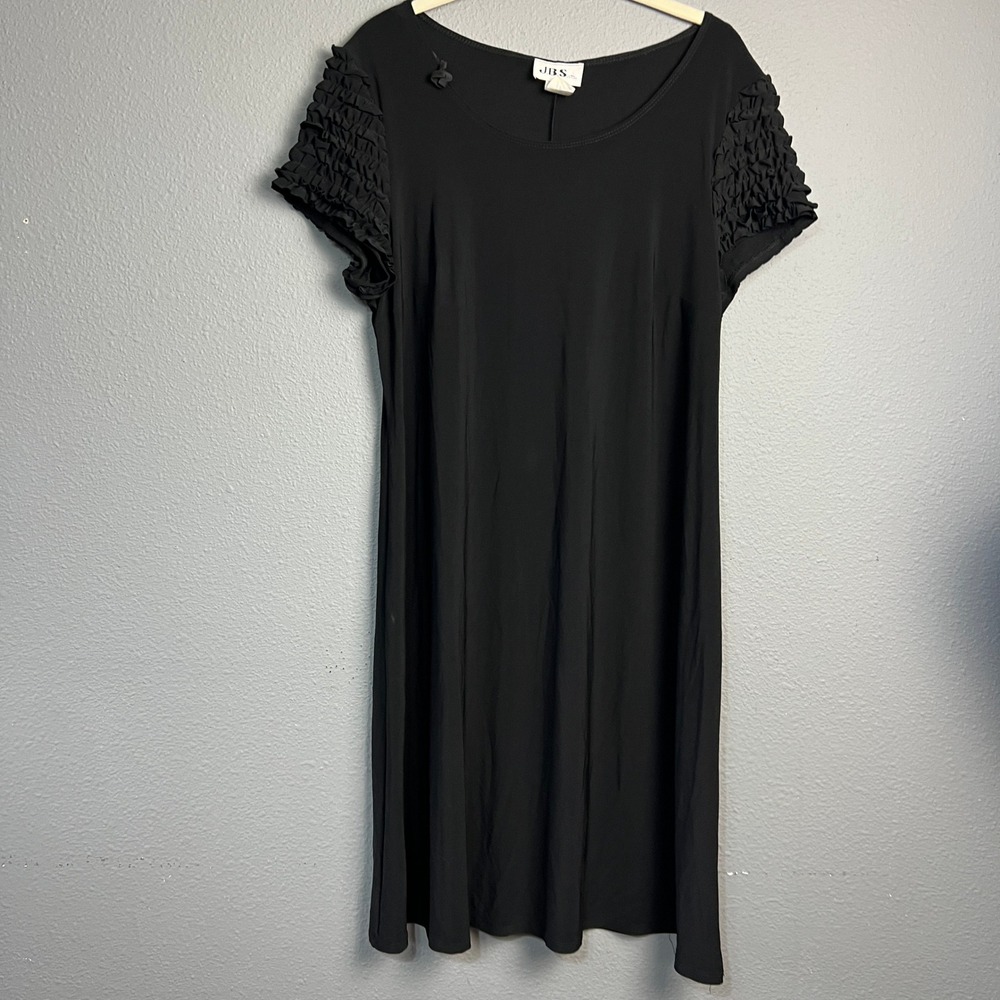 JBS LTD Black Short Sleeve‎ Ruffle Detail Knee Length Dress Whimsigoth Size M